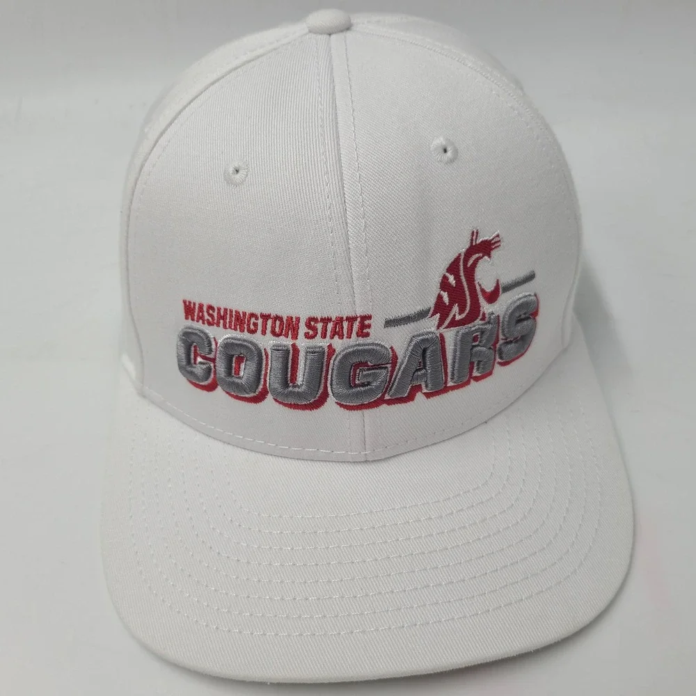 Washington State Cougars Hat Snapback Captivating‎ White Red Gray NCAA Logo Men